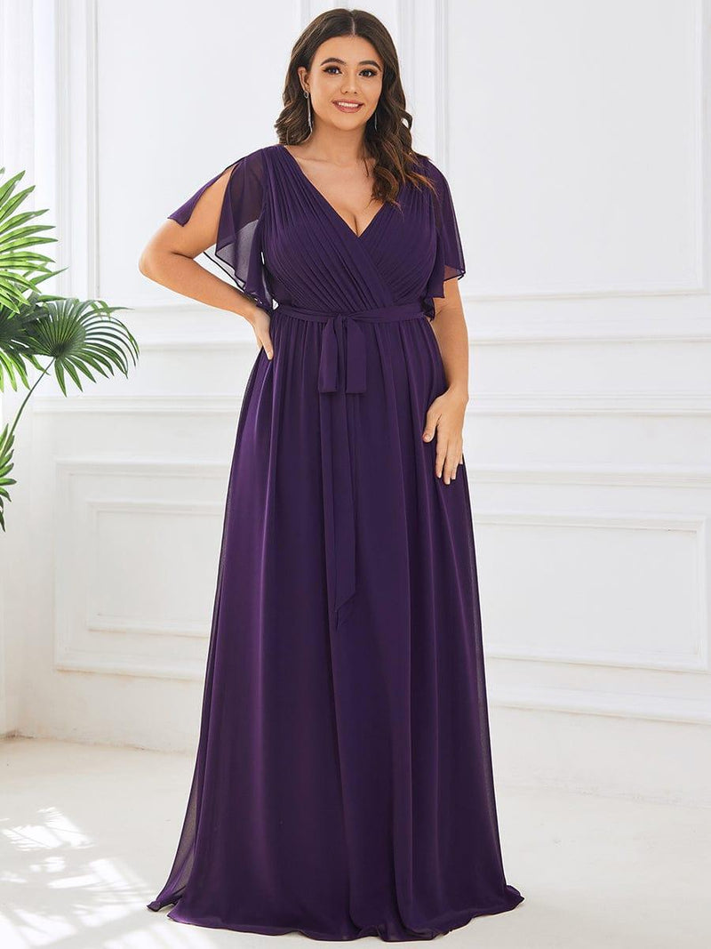 ever LEORA|Flowy Pleated A-Line Chiffon Tie-Waist Bridesmaid Dress