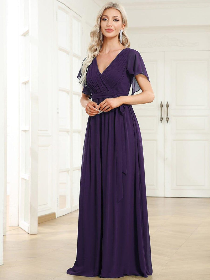 ever LEORA|Flowy Pleated A-Line Chiffon Tie-Waist Bridesmaid Dress