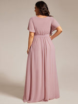 ever LEORA|Flowy Pleated A-Line Chiffon Tie-Waist Bridesmaid Dress
