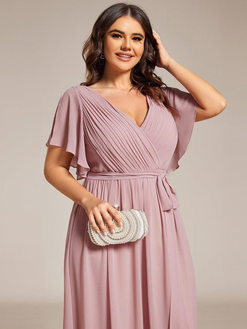 ever LEORA|Flowy Pleated A-Line Chiffon Tie-Waist Bridesmaid Dress
