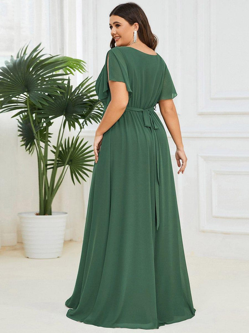ever LEORA|A-Line Pleated Tie-Waist Evening Dress