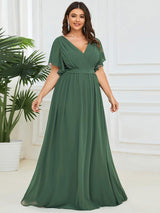 ever LEORA|Flowy Pleated A-Line Chiffon Tie-Waist Bridesmaid Dress