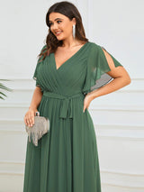 ever LEORA|Flowy Pleated A-Line Chiffon Tie-Waist Bridesmaid Dress