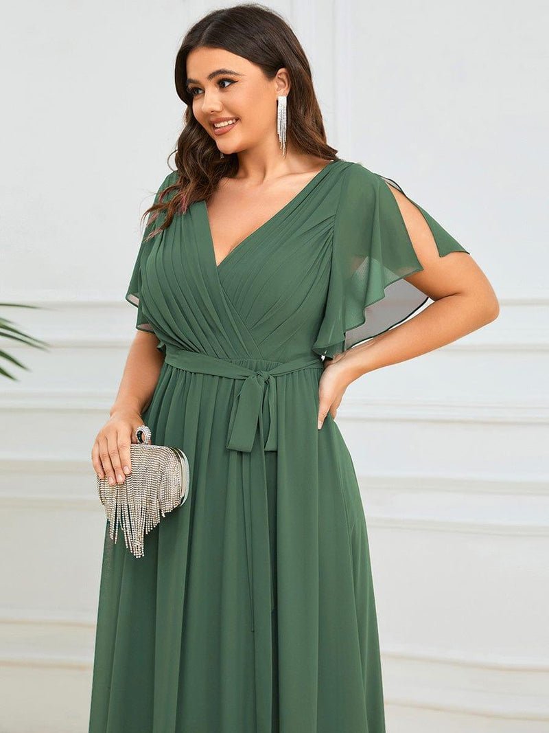 ever LEORA|Flowy Pleated A-Line Chiffon Tie-Waist Bridesmaid Dress