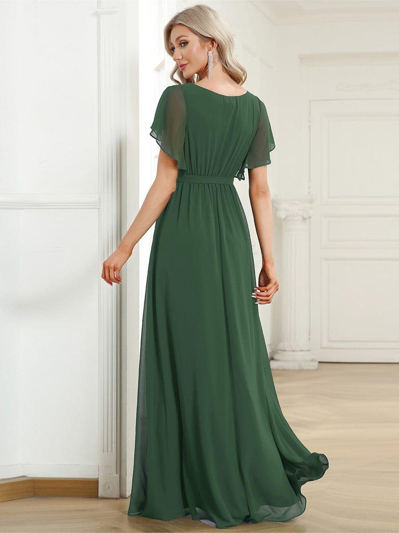 ever LEORA|Flowy Pleated A-Line Chiffon Tie-Waist Bridesmaid Dress