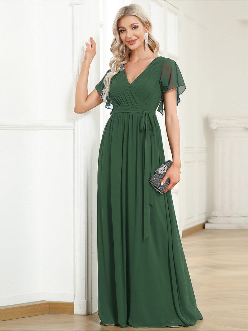 ever LEORA|Flowy Pleated A-Line Chiffon Tie-Waist Bridesmaid Dress