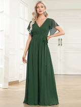 ever LEORA|A-Line Pleated Tie-Waist Evening Dress