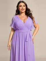 ever LEORA|Flowy Pleated A-Line Chiffon Tie-Waist Bridesmaid Dress