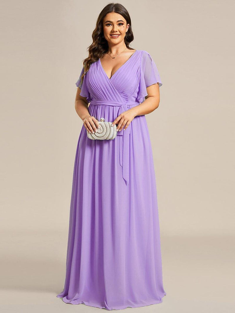 ever LEORA|Flowy Pleated A-Line Chiffon Tie-Waist Bridesmaid Dress