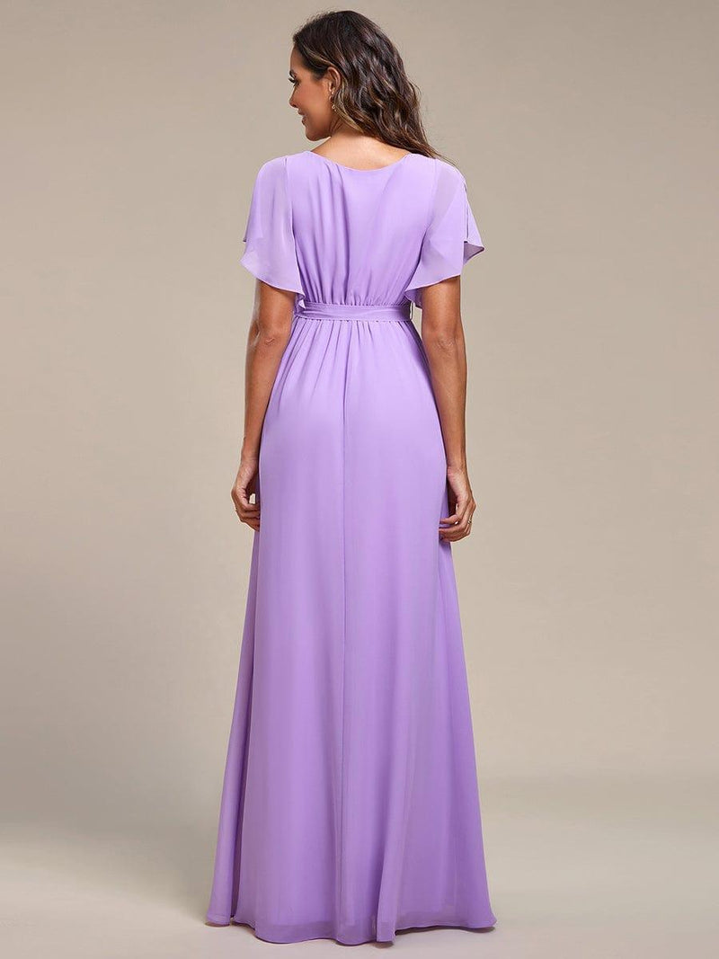 ever LEORA|Flowy Pleated A-Line Chiffon Tie-Waist Bridesmaid Dress
