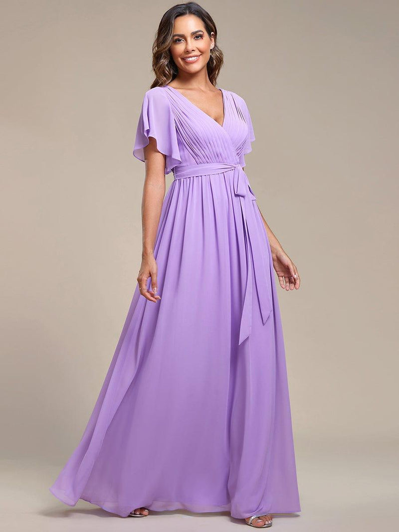 ever LEORA|Flowy Pleated A-Line Chiffon Tie-Waist Bridesmaid Dress