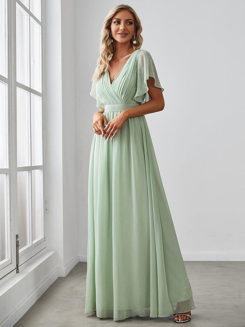 ever LEORA|Flowy Pleated A-Line Chiffon Tie-Waist Bridesmaid Dress