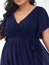 ever LEORA|Flowy Pleated A-Line Chiffon Tie-Waist Bridesmaid Dress