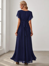 ever LEORA|Flowy Pleated A-Line Chiffon Tie-Waist Bridesmaid Dress