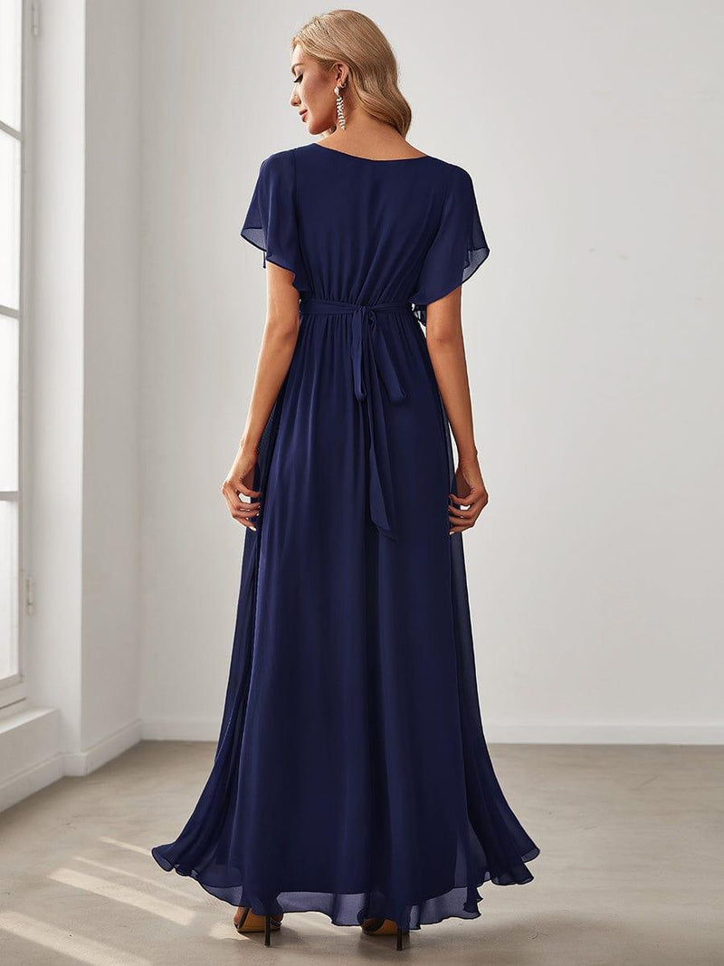 ever LEORA|Flowy Pleated A-Line Chiffon Tie-Waist Bridesmaid Dress