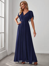 ever LEORA|Flowy Pleated A-Line Chiffon Tie-Waist Bridesmaid Dress