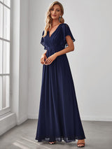 ever LEORA|Flowy Pleated A-Line Chiffon Tie-Waist Bridesmaid Dress