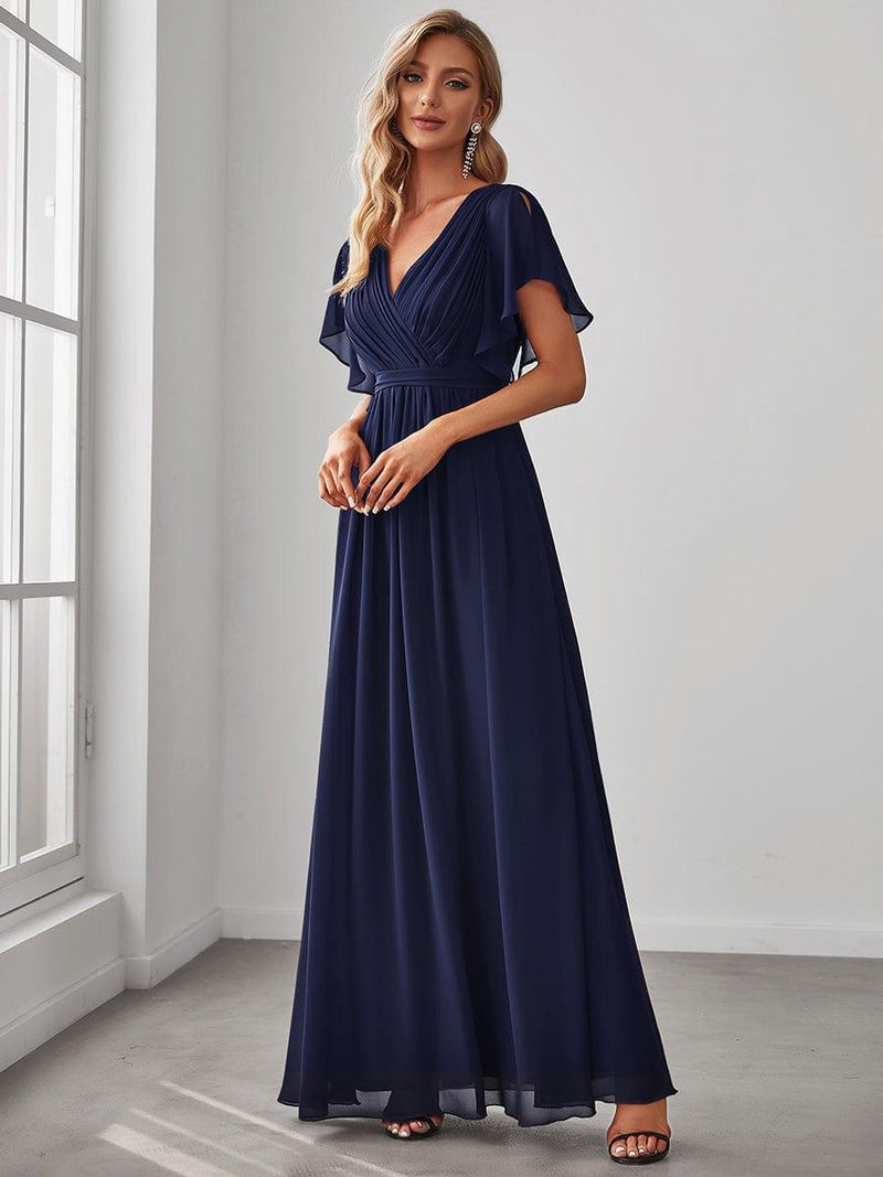 ever LEORA|Flowy Pleated A-Line Chiffon Tie-Waist Bridesmaid Dress
