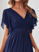 ever LEORA|Flowy Pleated A-Line Chiffon Tie-Waist Bridesmaid Dress
