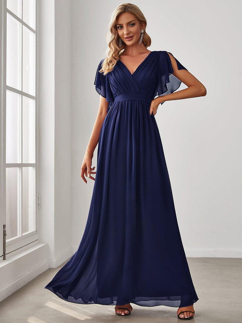 ever LEORA|Flowy Pleated A-Line Chiffon Tie-Waist Bridesmaid Dress