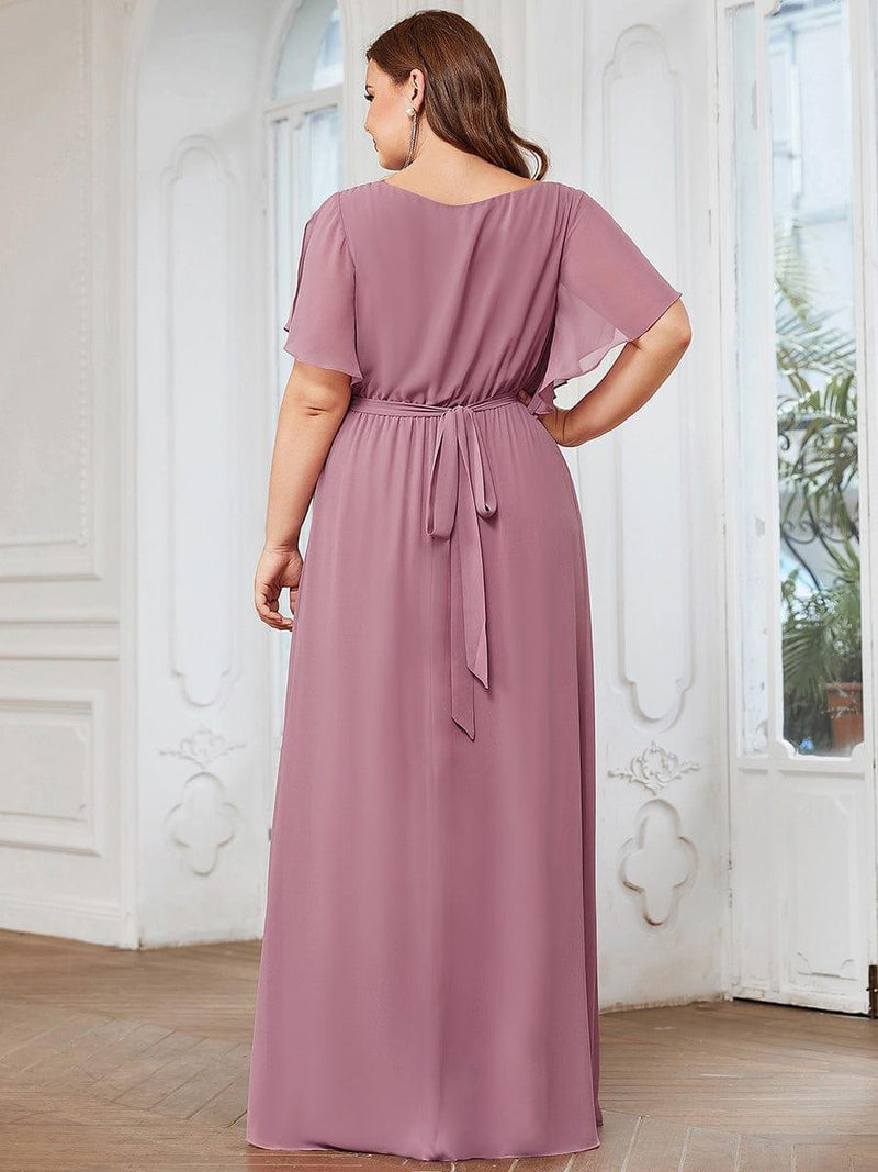 ever LEORA|A-Line Pleated Tie-Waist Evening Dress