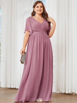 ever LEORA|Flowy Pleated A-Line Chiffon Tie-Waist Bridesmaid Dress