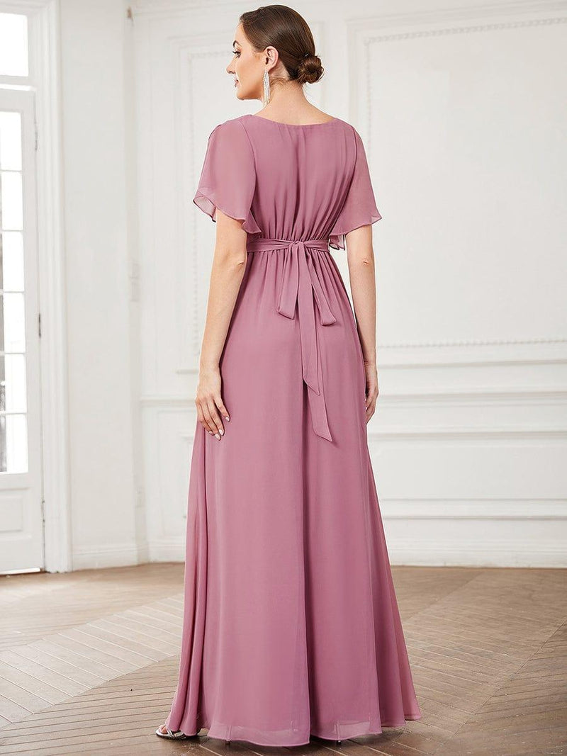 ever LEORA|Flowy Pleated A-Line Chiffon Tie-Waist Bridesmaid Dress