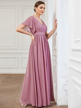 ever LEORA|Flowy Pleated A-Line Chiffon Tie-Waist Bridesmaid Dress