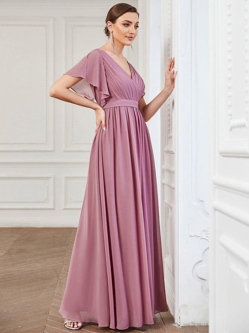ever LEORA|Flowy Pleated A-Line Chiffon Tie-Waist Bridesmaid Dress