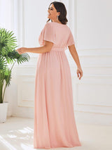 ever LEORA|Flowy Pleated A-Line Chiffon Tie-Waist Bridesmaid Dress