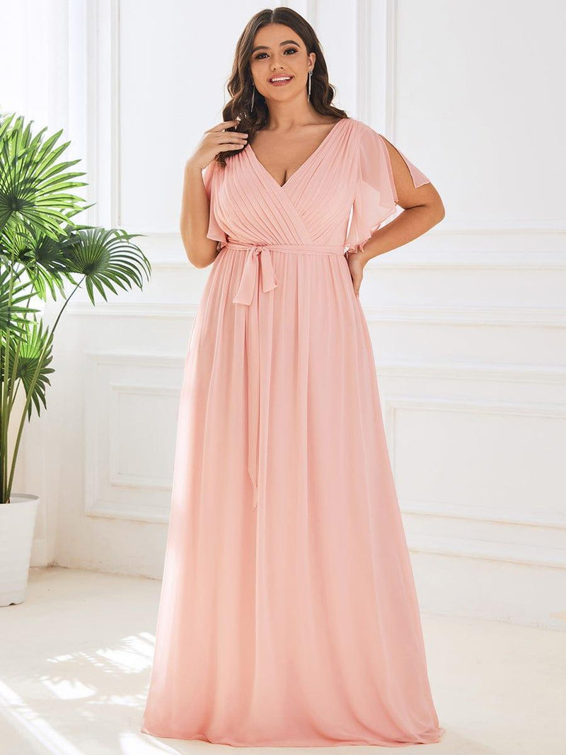 ever LEORA|Flowy Pleated A-Line Chiffon Tie-Waist Bridesmaid Dress