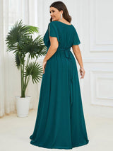 ever LEORA|Flowy Pleated A-Line Chiffon Tie-Waist Bridesmaid Dress