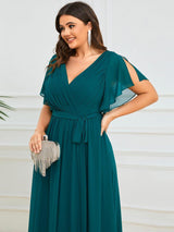 ever LEORA|Flowy Pleated A-Line Chiffon Tie-Waist Bridesmaid Dress