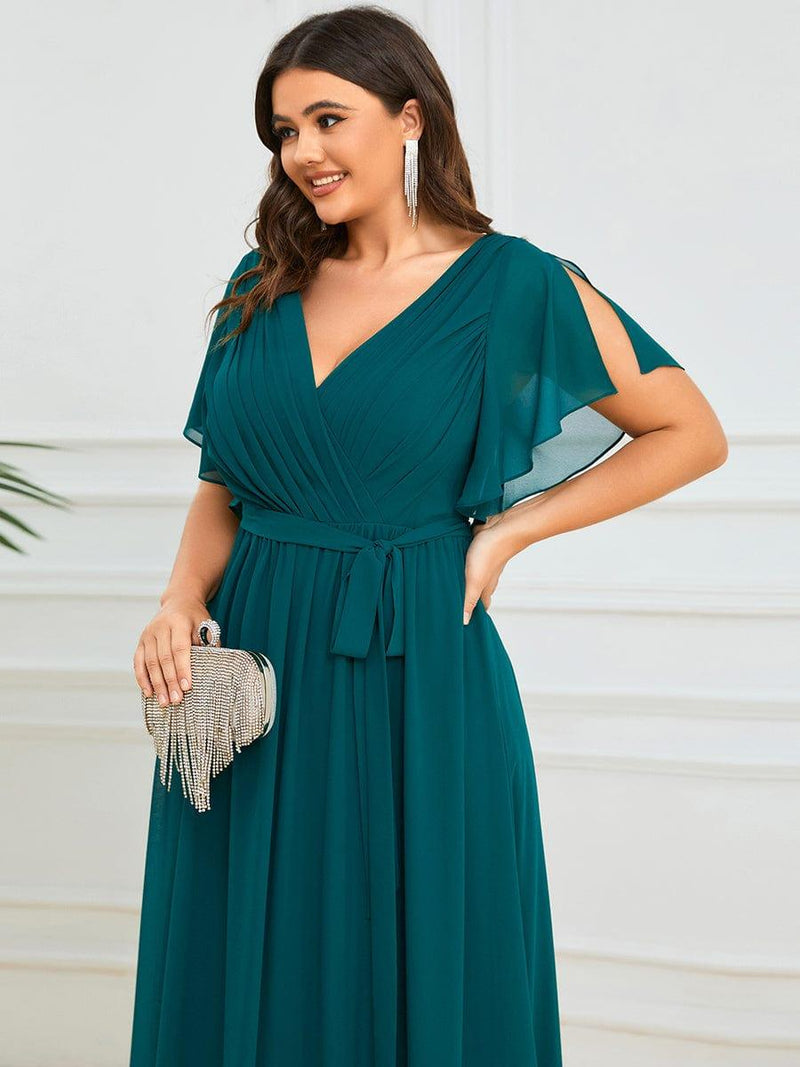 ever LEORA|Flowy Pleated A-Line Chiffon Tie-Waist Bridesmaid Dress