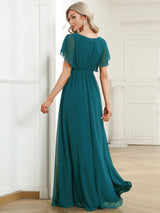 ever LEORA|Flowy Pleated A-Line Chiffon Tie-Waist Bridesmaid Dress