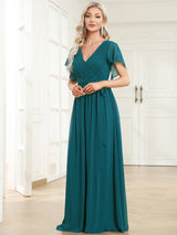 ever LEORA|Flowy Pleated A-Line Chiffon Tie-Waist Bridesmaid Dress
