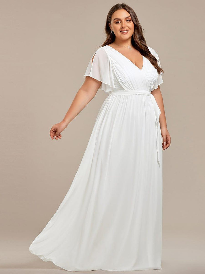 ever LEORA|A-Line Pleated Tie-Waist Evening Dress