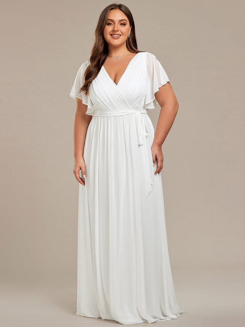 pretty LEORA|Plus Size Chiffon Tie-Waist Evening Dress