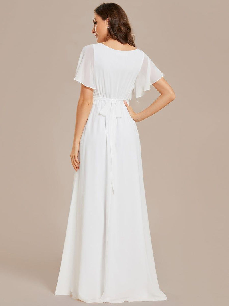 ever LEORA|A-Line Pleated Tie-Waist Evening Dress