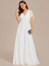 ever LEORA|A-Line Pleated Tie-Waist Evening Dress
