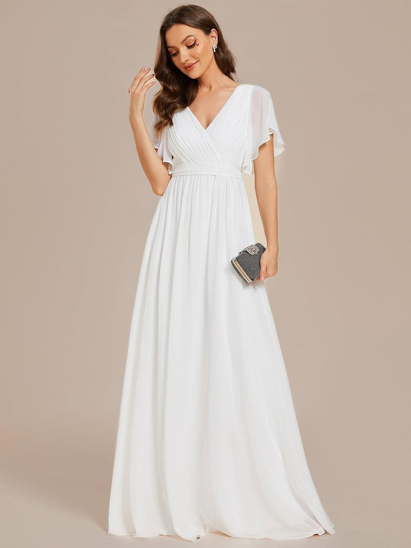 ever LEORA|A-Line Pleated Tie-Waist Evening Dress