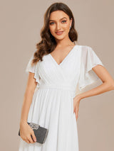 ever LEORA|Flowy Pleated A-Line Chiffon Tie-Waist Bridesmaid Dress