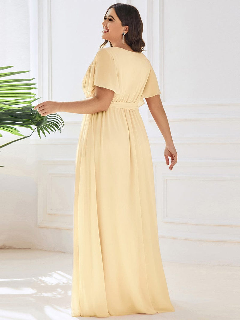 ever LEORA|Flowy Pleated A-Line Chiffon Tie-Waist Bridesmaid Dress