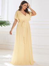 ever LEORA|Flowy Pleated A-Line Chiffon Tie-Waist Bridesmaid Dress