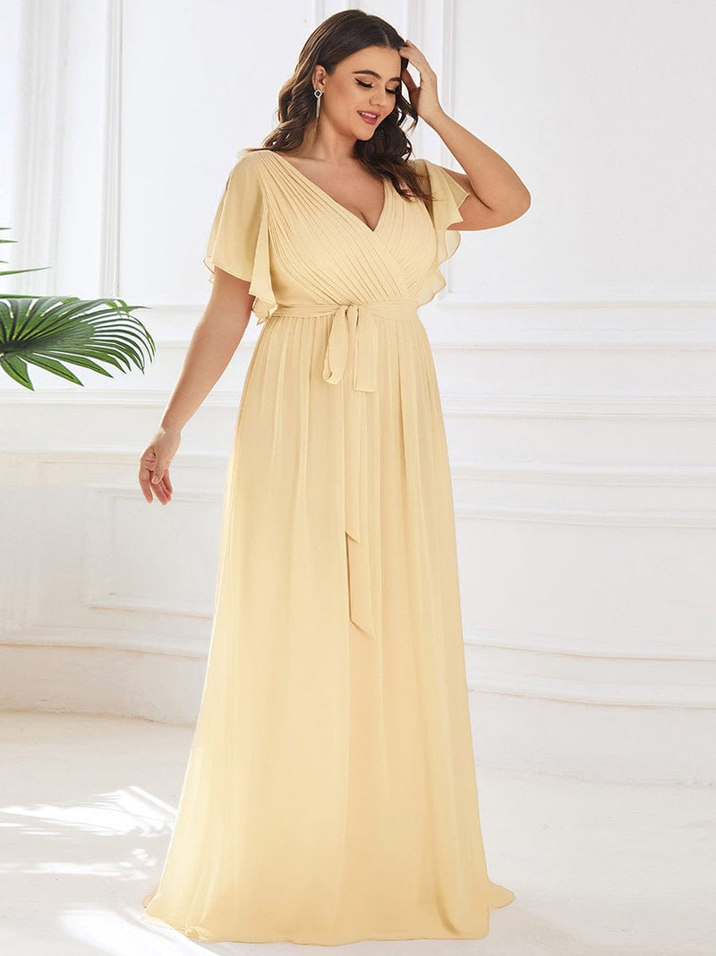 ever LEORA|Flowy Pleated A-Line Chiffon Tie-Waist Bridesmaid Dress