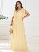 ever LEORA|Flowy Pleated A-Line Chiffon Tie-Waist Bridesmaid Dress