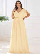 ever LEORA|Flowy Pleated A-Line Chiffon Tie-Waist Bridesmaid Dress