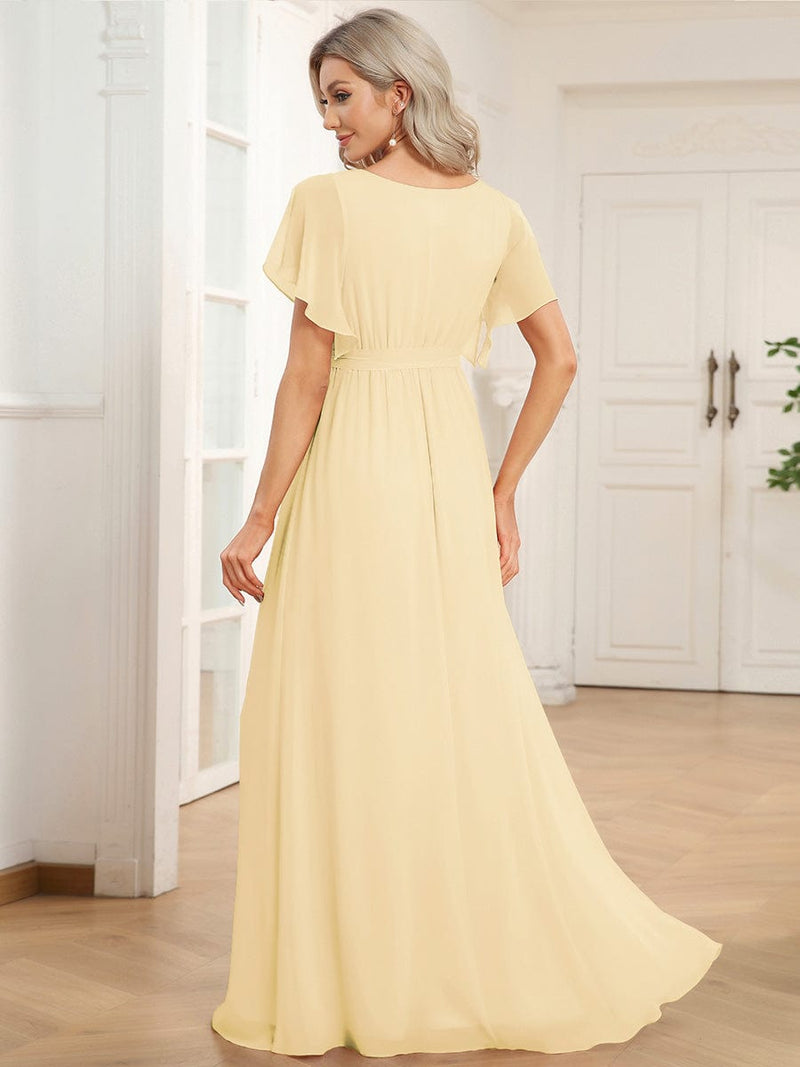ever LEORA|Flowy Pleated A-Line Chiffon Tie-Waist Bridesmaid Dress