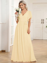 ever LEORA|Flowy Pleated A-Line Chiffon Tie-Waist Bridesmaid Dress