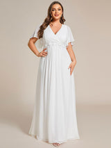 ever IVYROSE|Ruffles Sleeve A-Line Chiffon Waist Applique Maxi Formal Evening Dress